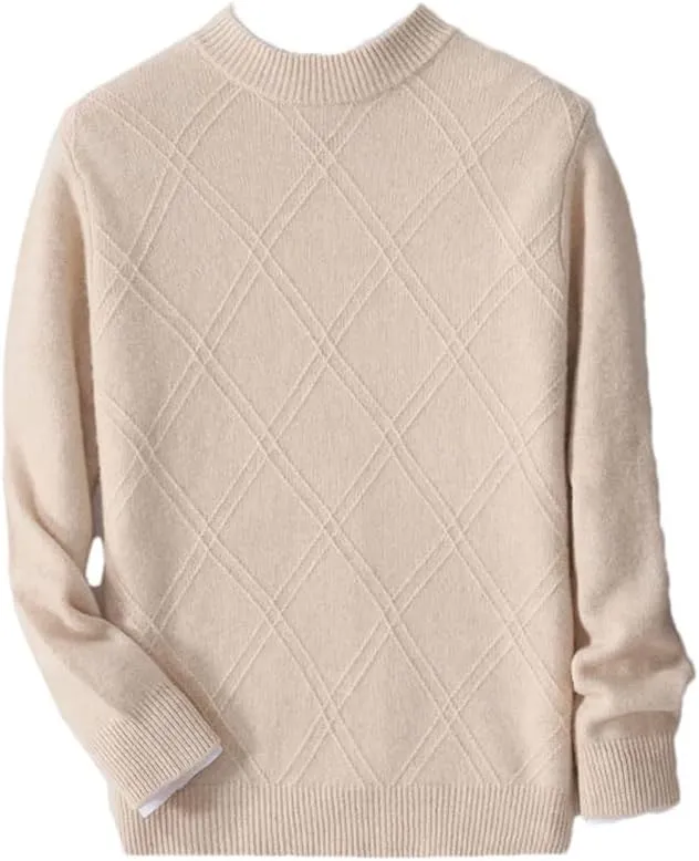 Men's Wool Sweater Thick Warm O-Neck Pullover Jumper Casual Long Sleeve Dress Sweater Tops