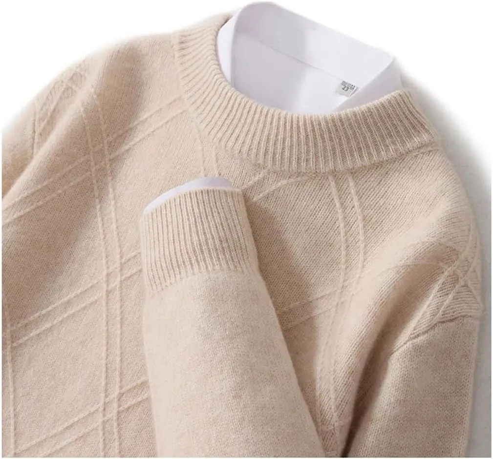 Men's Wool Sweater Thick Warm O-Neck Pullover Jumper Casual Long Sleeve Dress Sweater Tops