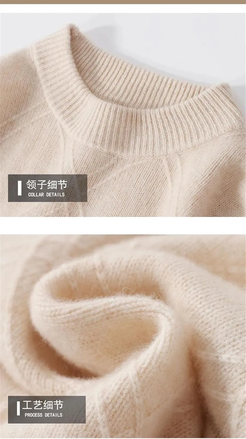 Men's Wool Sweater Thick Warm O-Neck Pullover Jumper Casual Long Sleeve Dress Sweater Tops