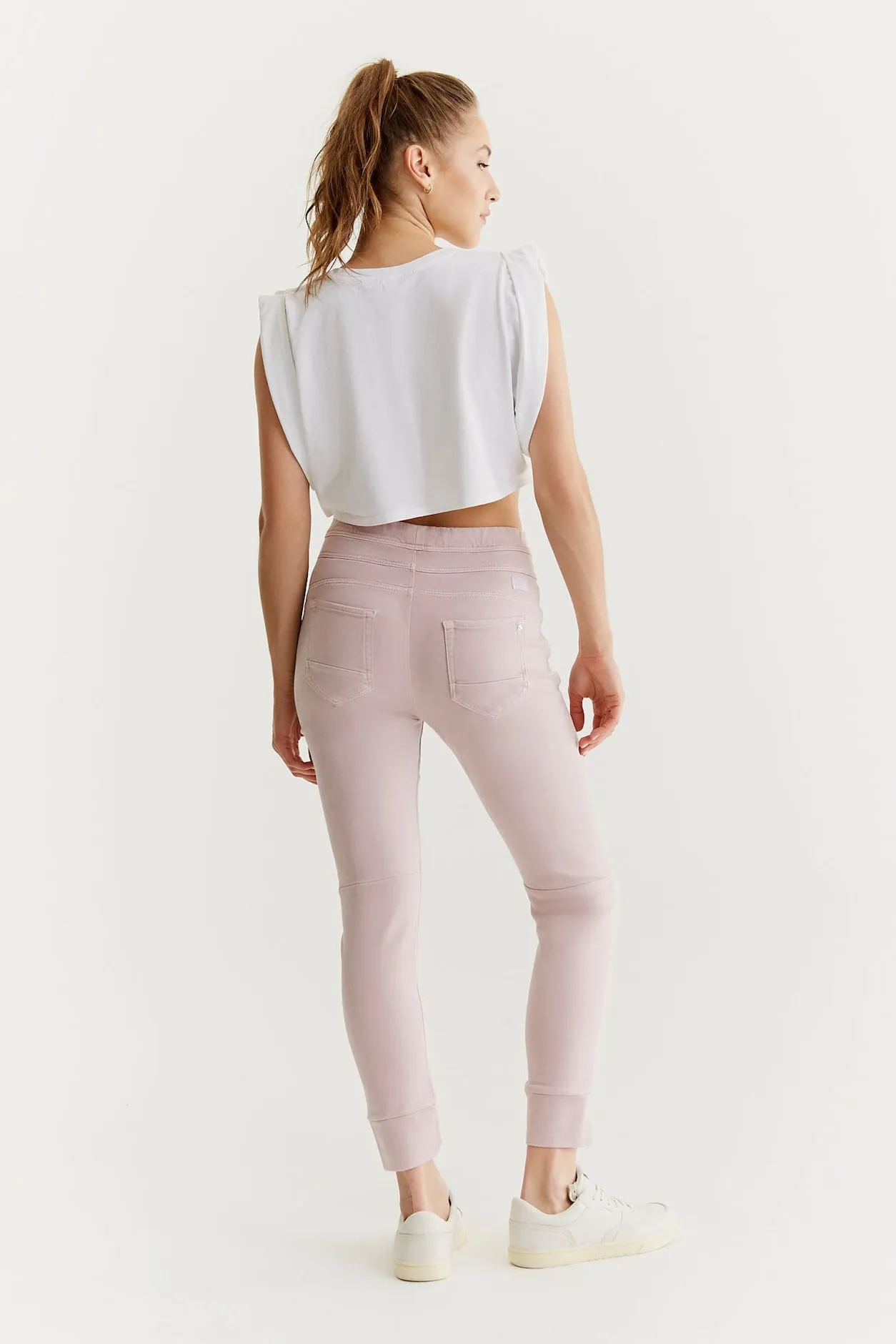 Mila Mid Waist Jogger 5 Pocket Ankle Pants Lilac