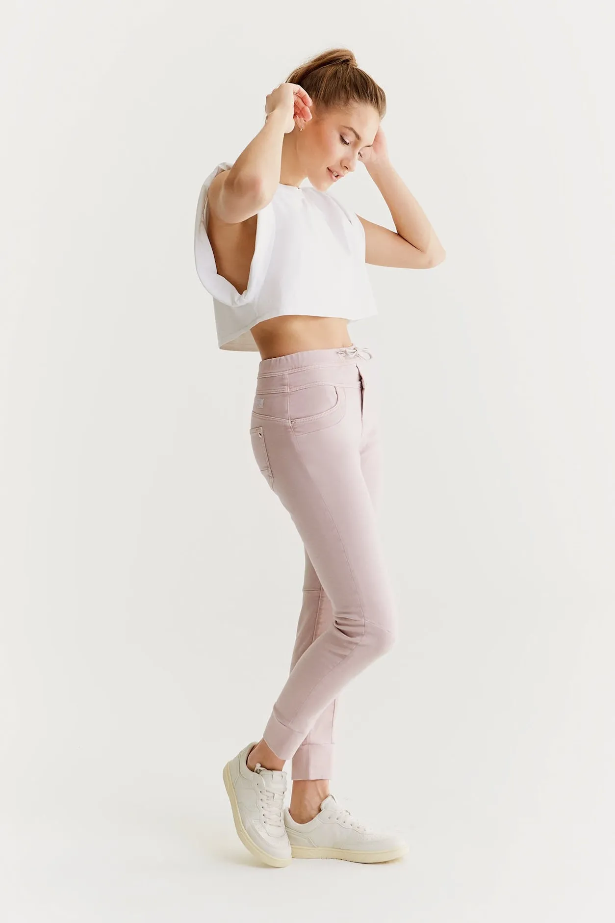 Mila Mid Waist Jogger 5 Pocket Ankle Pants Lilac