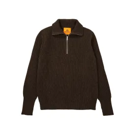 Navy Half-Zip Natural Brown