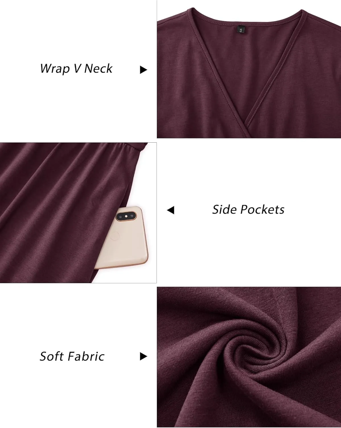 OUGES Women's Fall Winter Dresses for Women 2024 Long Sleeve V Neck Work Outfits with Pockets