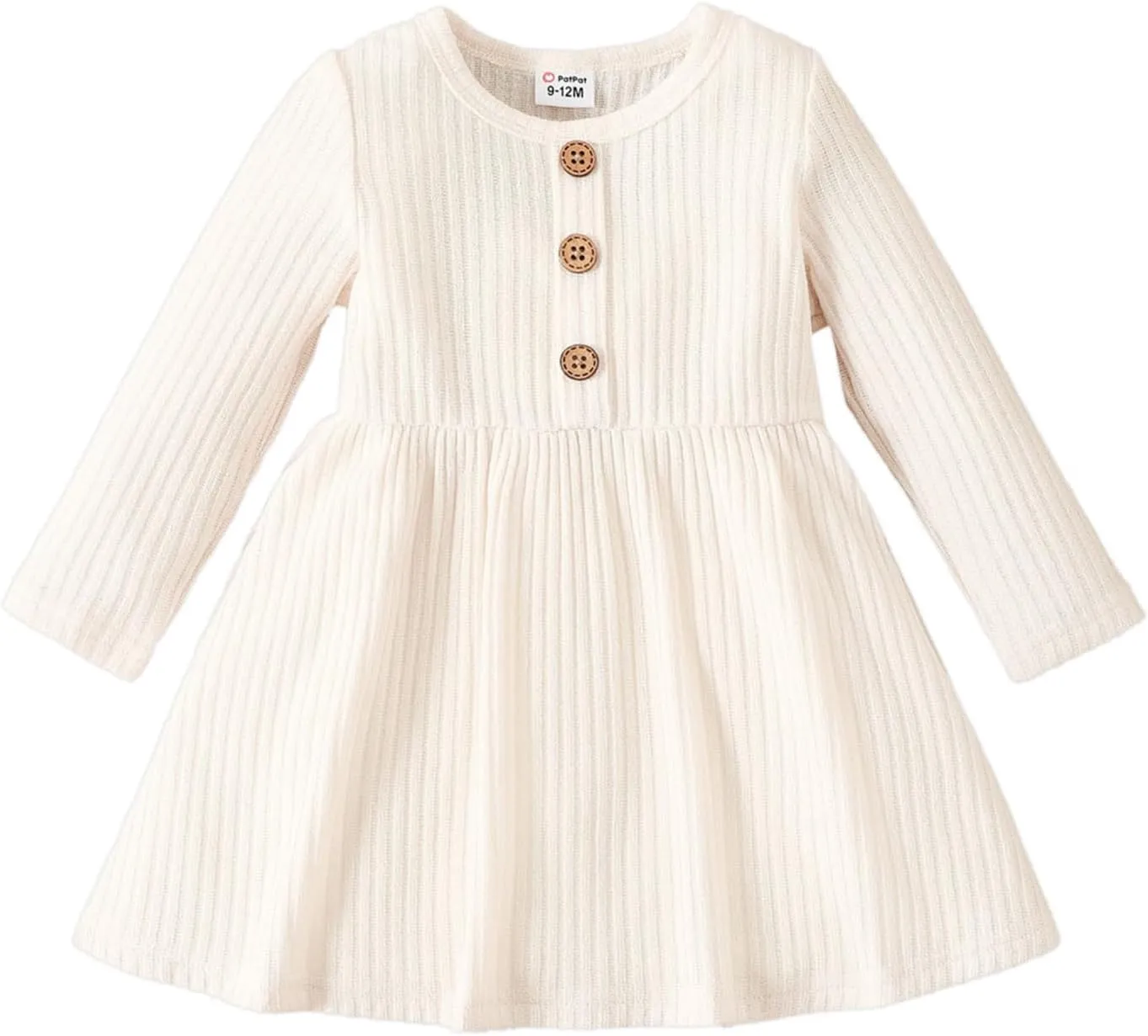 PATPAT Baby Toddler Girl Dresses Infant Sleeveless Summer Tank Dress Sundress Long Sleeve Fall Dress Rib Knit with Headband