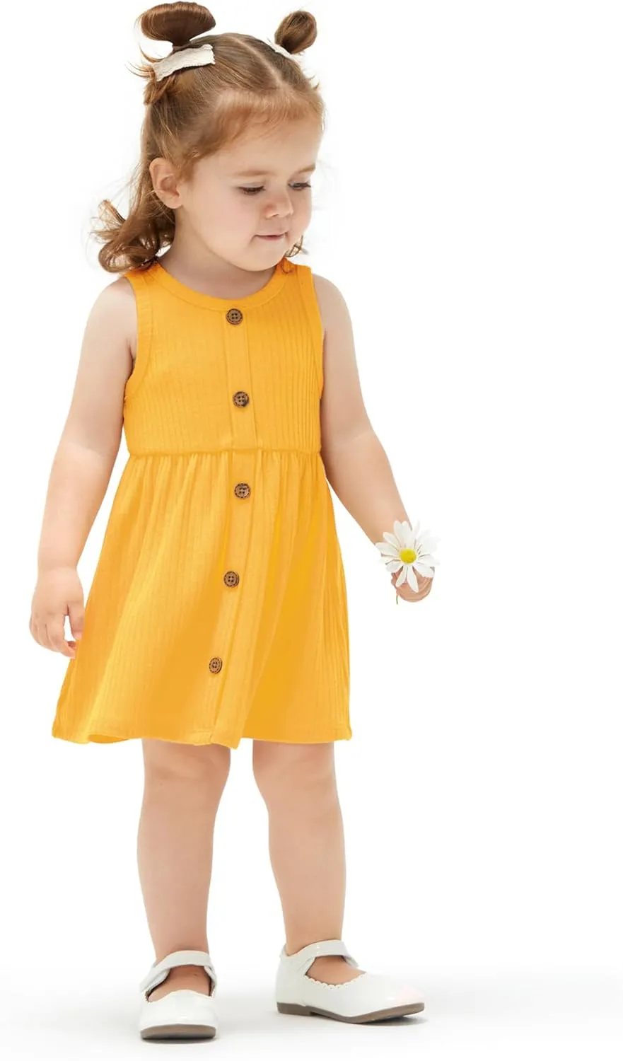 PATPAT Baby Toddler Girl Dresses Infant Sleeveless Summer Tank Dress Sundress Long Sleeve Fall Dress Rib Knit with Headband