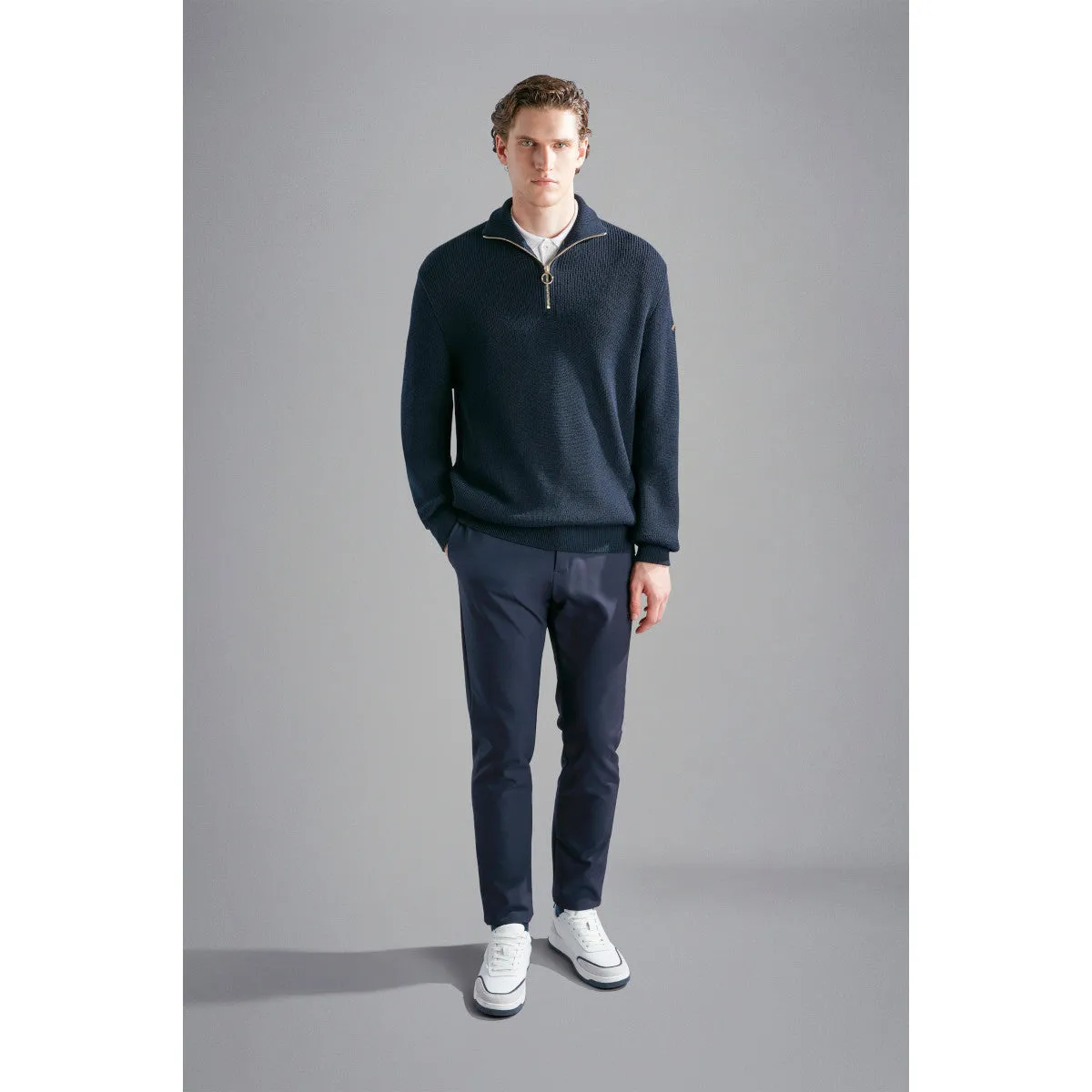 Paul & Shark Moon Badge Half Zip Sweater  050 Navy