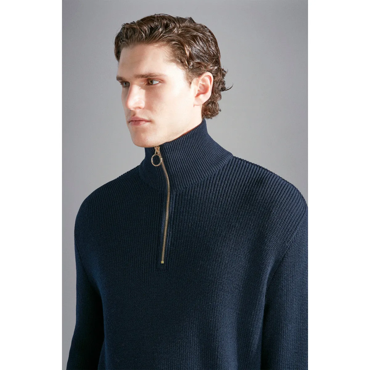 Paul & Shark Moon Badge Half Zip Sweater  050 Navy