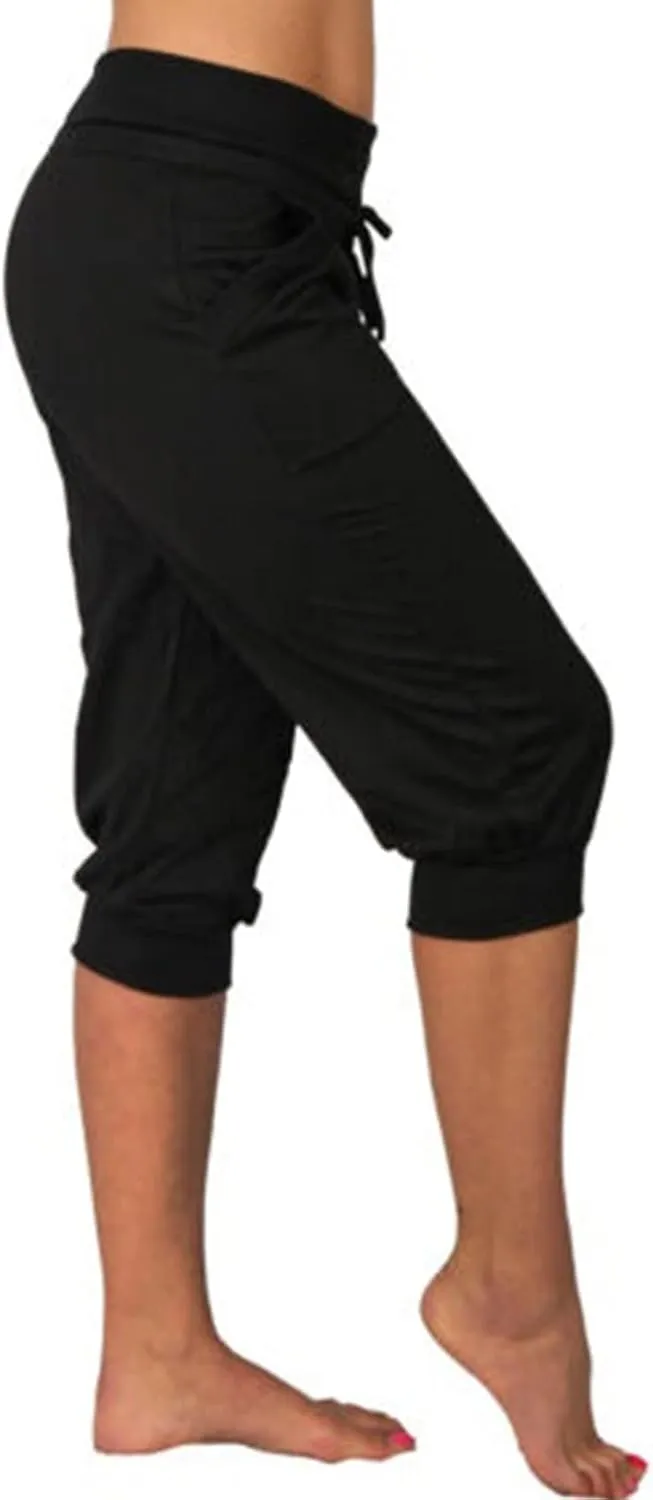 Plus Size Capris for Women Drawstring High Waisted Athletic Capri Joggers Cinch Bottom Yoga Sweatpants with Pockets