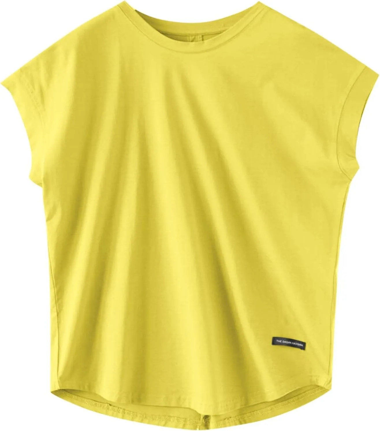 Plus Size Womens Clothing Cap Sleeves Crewneck Back Hollow Out Solid Color T-Shirts Loose Casual Summer Going Out Tees