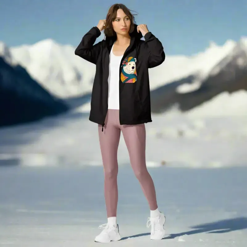 Polar Bear Floral Unisex Lightweight Zip Windbreaker