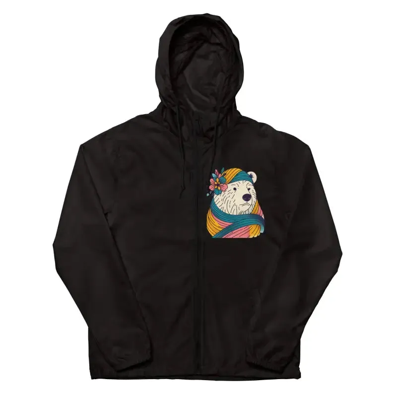 Polar Bear Floral Unisex Lightweight Zip Windbreaker