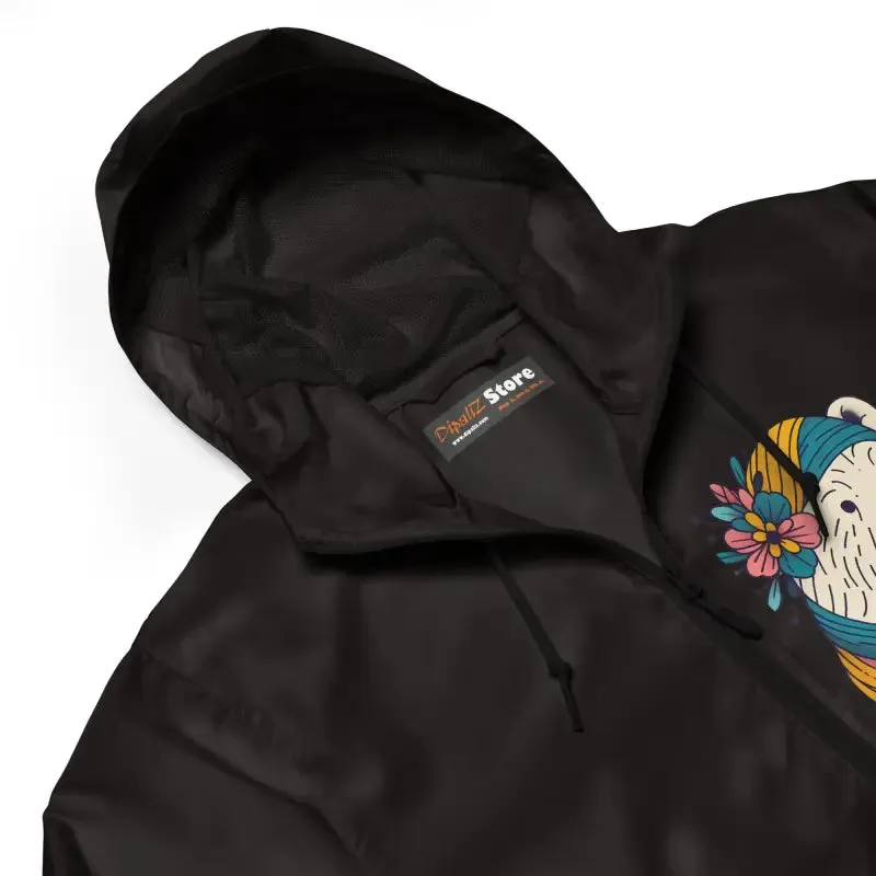 Polar Bear Floral Unisex Lightweight Zip Windbreaker