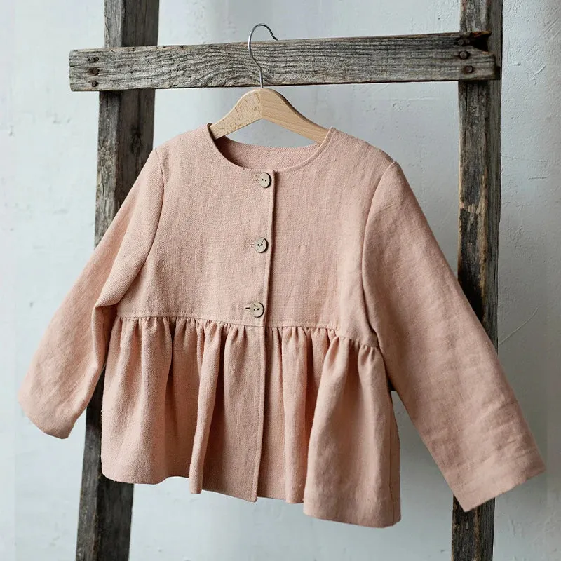 Retro Ruffled Solid Blouse