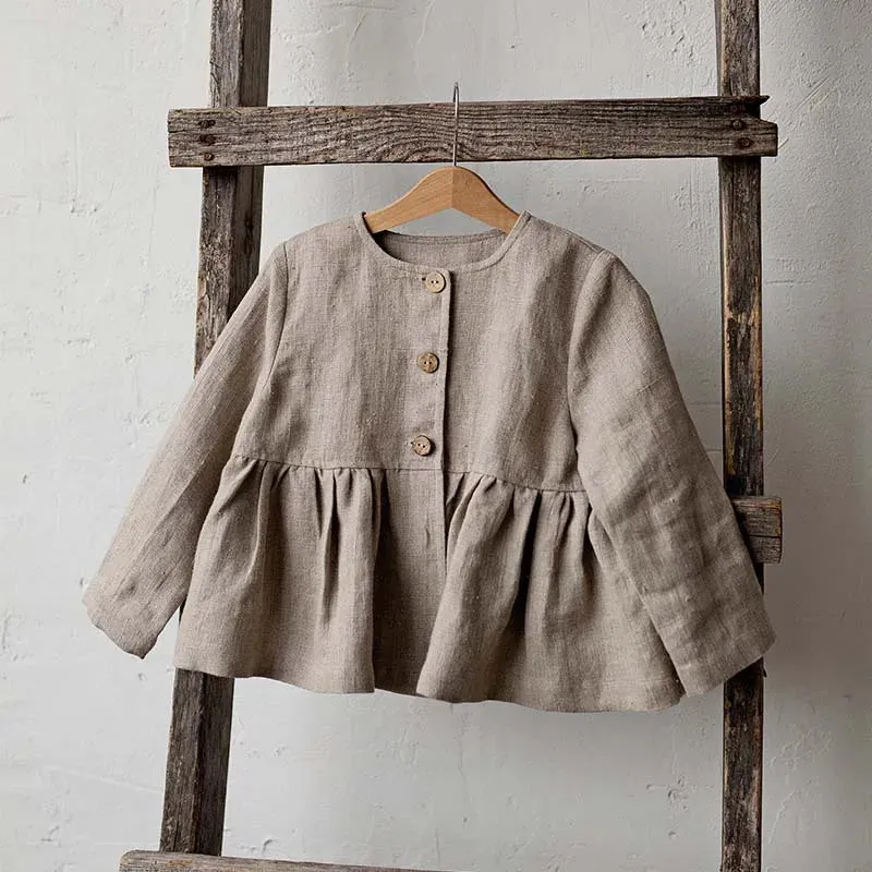 Retro Ruffled Solid Blouse