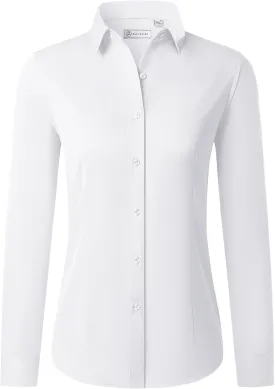 siliteelon Button Down Shirts for Women Long Sleeve Dress Shirts Wrinkle Free Collared Work Office Solid Blouses Tops