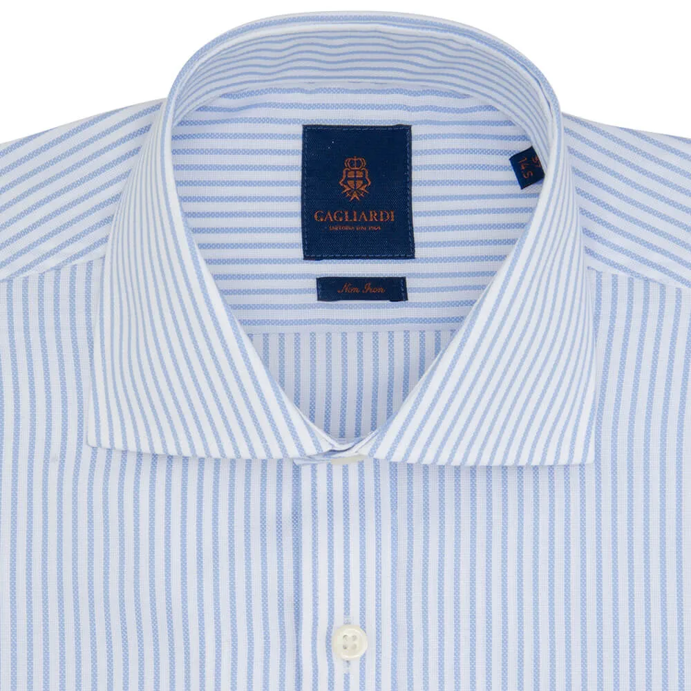 Slim Fit Sky Bengal Stripe Non Iron Oxford Cotton Shirt