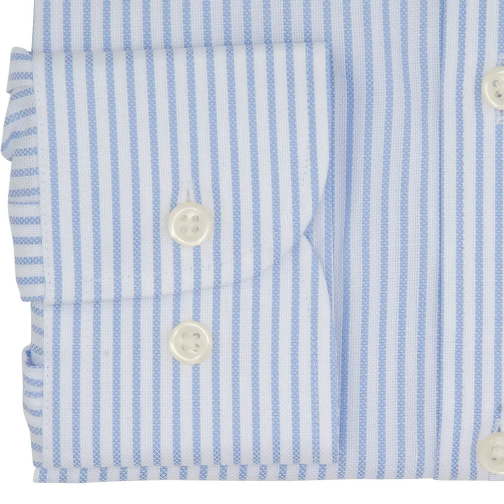 Slim Fit Sky Bengal Stripe Non Iron Oxford Cotton Shirt