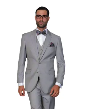 Statement 3 Piece Modern Fit Suit - Light Grey | 100% Wool | Super 150's