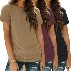 SUNBS Womens 3 Pack T-Shirts Short Sleeve Summer Tops Fashion Basic Tees Comfy Casual Vacation Outfits Workout Clothes 2025