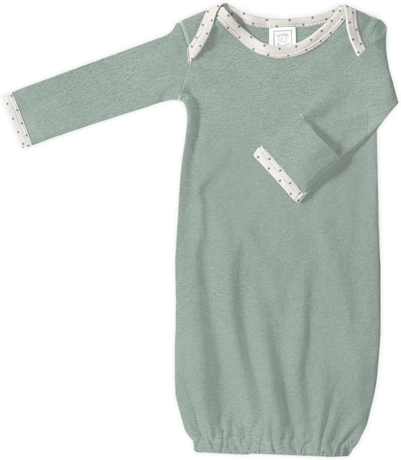 SwaddleDesigns Softest Cotton Baby Pajama Gown with Foldover Mitten Cuffs for Infant Boy and Girl, Newborn, 0-3 Months