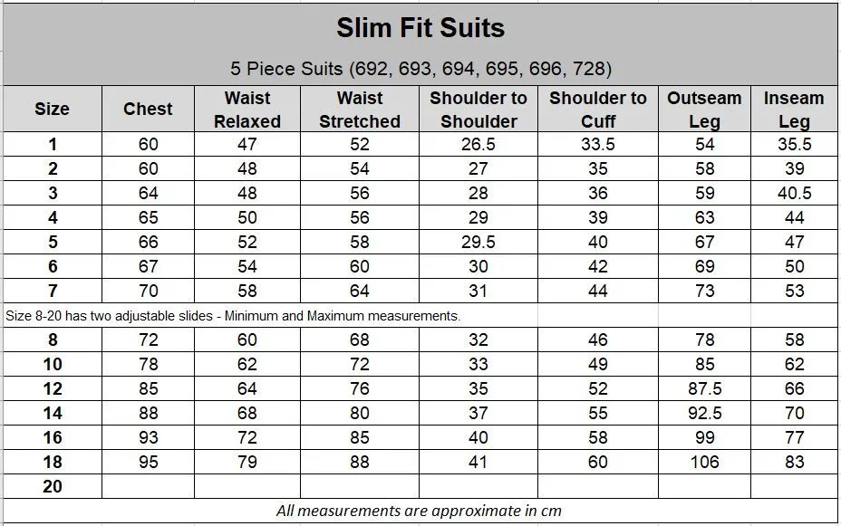 Tailored Slim Fit 5 piece suit - Black (728)