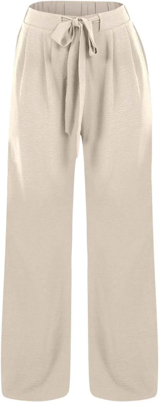 Teen Girls Cotton Linen Wide Leg Pants Drawstring Kids Oversized Casual Lightweight Flowy Palazzo Pants Lounge Long