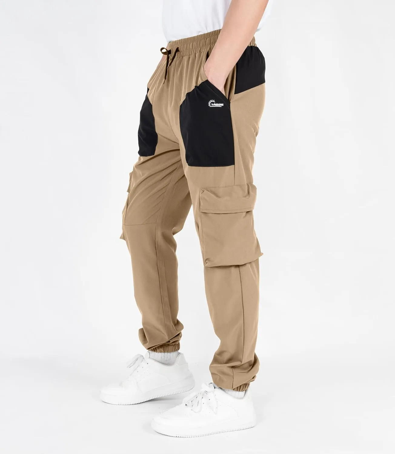 TLAENSON Boys Cargo Pants Joggers Kids Lightweight Quick Dry Hiking Pant Youth Running Athletic Jogging for Sports Outdoor