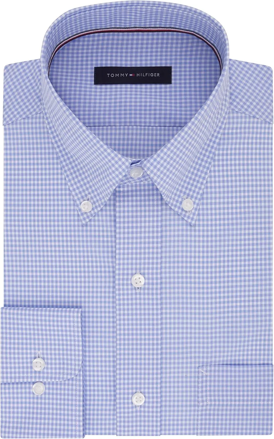 Tommy Hilfiger Men's Regular Fit Non Iron Gingham Dress Shirt - Amazon Exclusive
