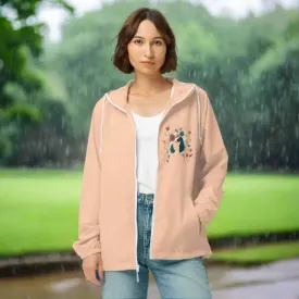 Unisex Lightweight Zip Floral Butterfly Windbreaker