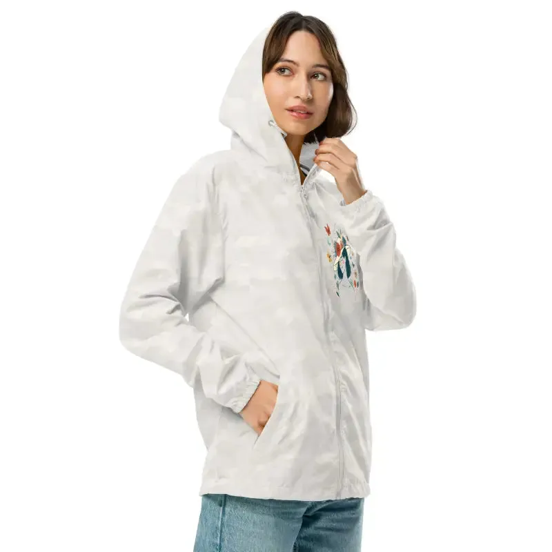 Unisex Lightweight Zip Floral Butterfly Windbreaker