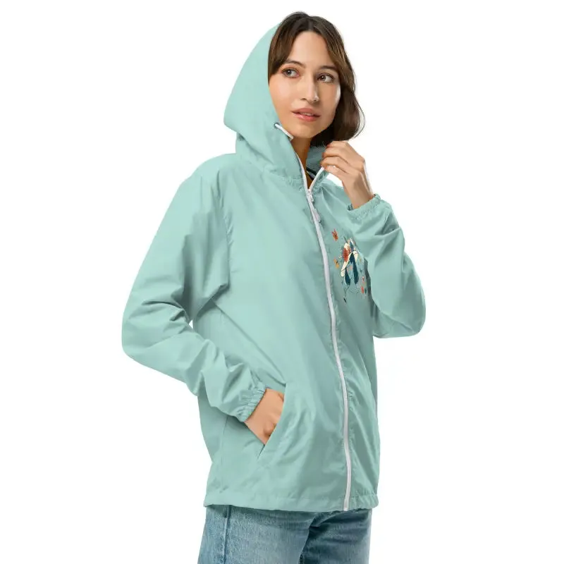 Unisex Lightweight Zip Floral Butterfly Windbreaker