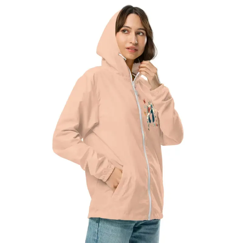 Unisex Lightweight Zip Floral Butterfly Windbreaker