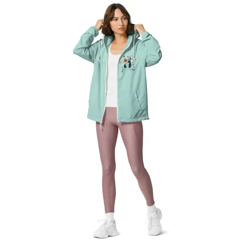 Unisex Lightweight Zip Floral Butterfly Windbreaker