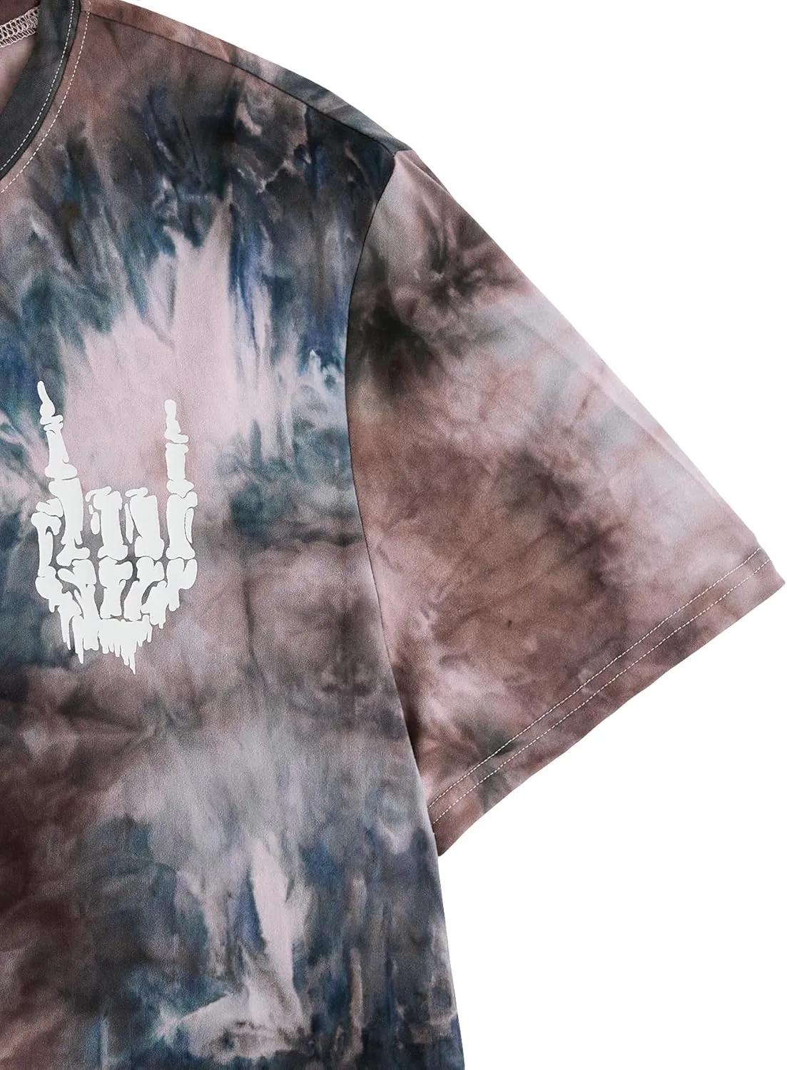 Verdusa Men's Tie Dye Short Sleeve Round Neck Graphic Tee Tops