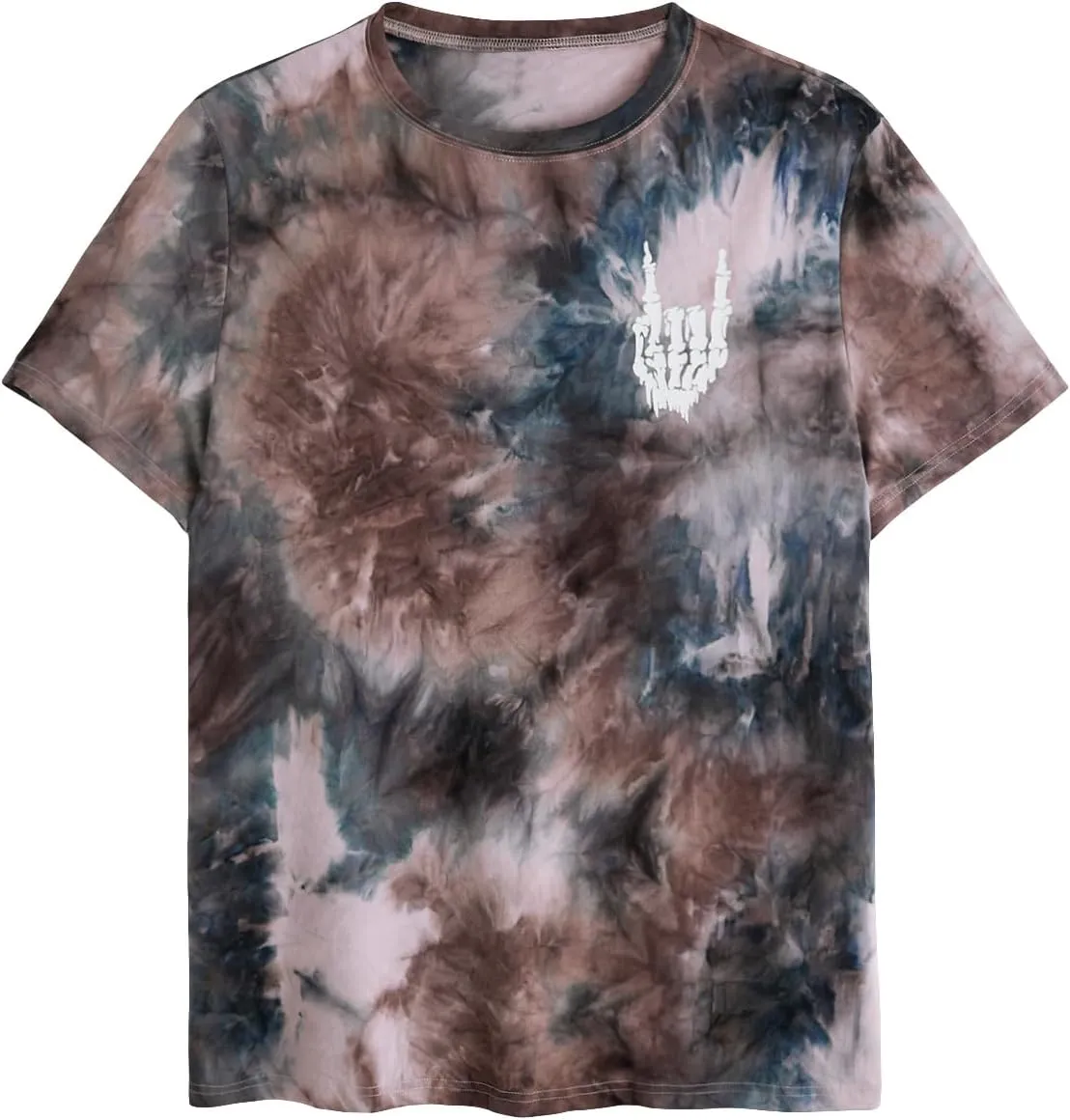 Verdusa Men's Tie Dye Short Sleeve Round Neck Graphic Tee Tops