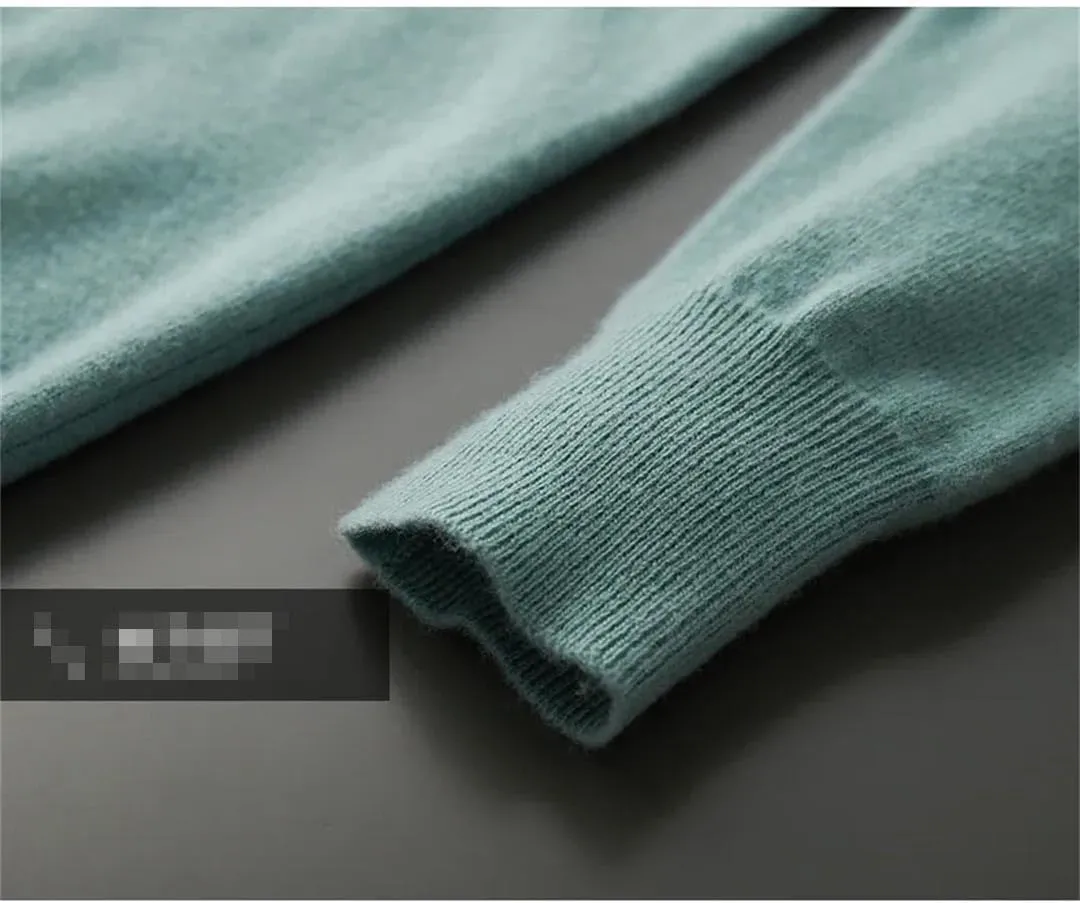 Vsadsau Men's Autumn and Winter Merino Wool Sweater V-Neck Knitted Casual Loose Pullover