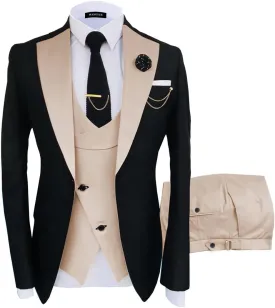 Wangyue Tuxedo for Men 3 Piece Men's Suits Slim Fit Mens Suit Double Breasted Tux Blazer Vest Pants Wedding Suits Man