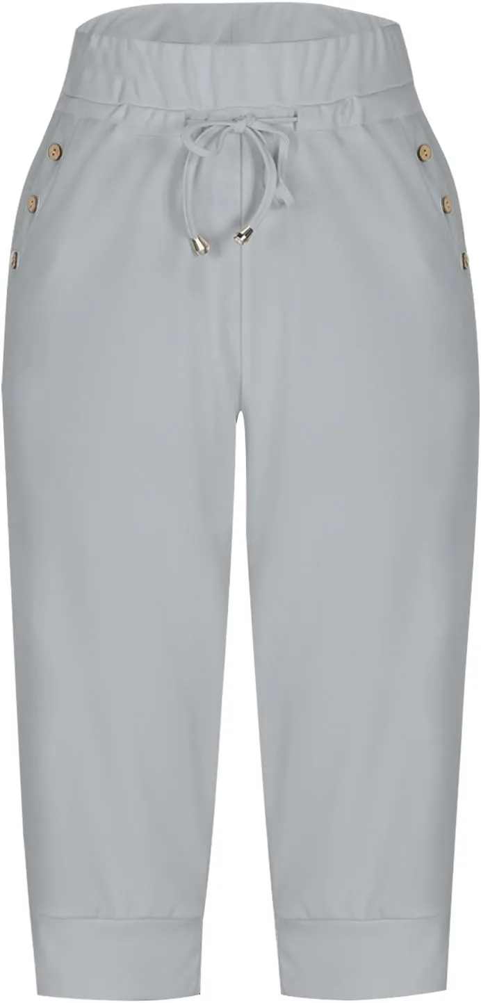 Women Capri Pants High Waist Yoga Crop Athletic Trousers Straight Leg Pants Capris Sweatpants Casual Joggers