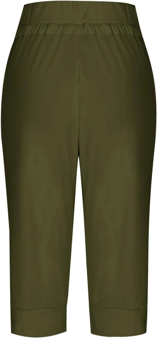 Women Capri Pants High Waist Yoga Crop Athletic Trousers Straight Leg Pants Capris Sweatpants Casual Joggers