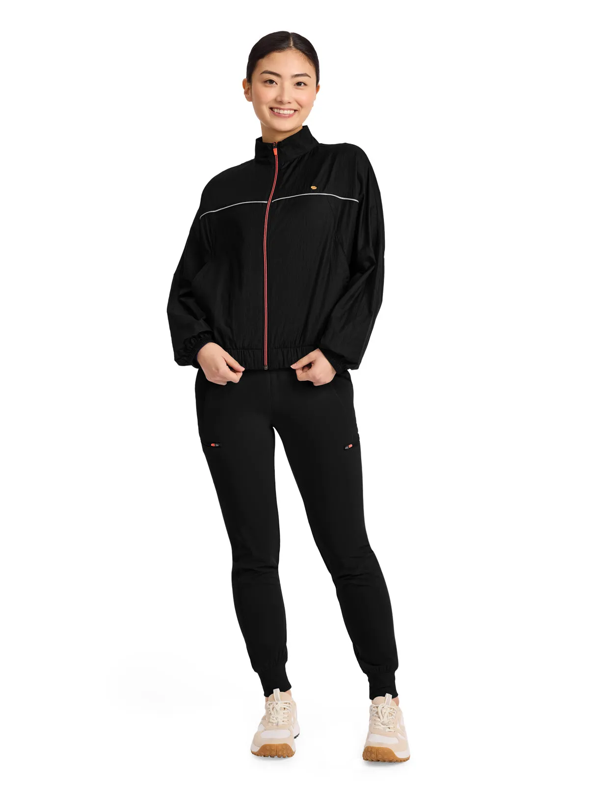 Women's 2-Pocket Mock Neck Windbreaker Jacket