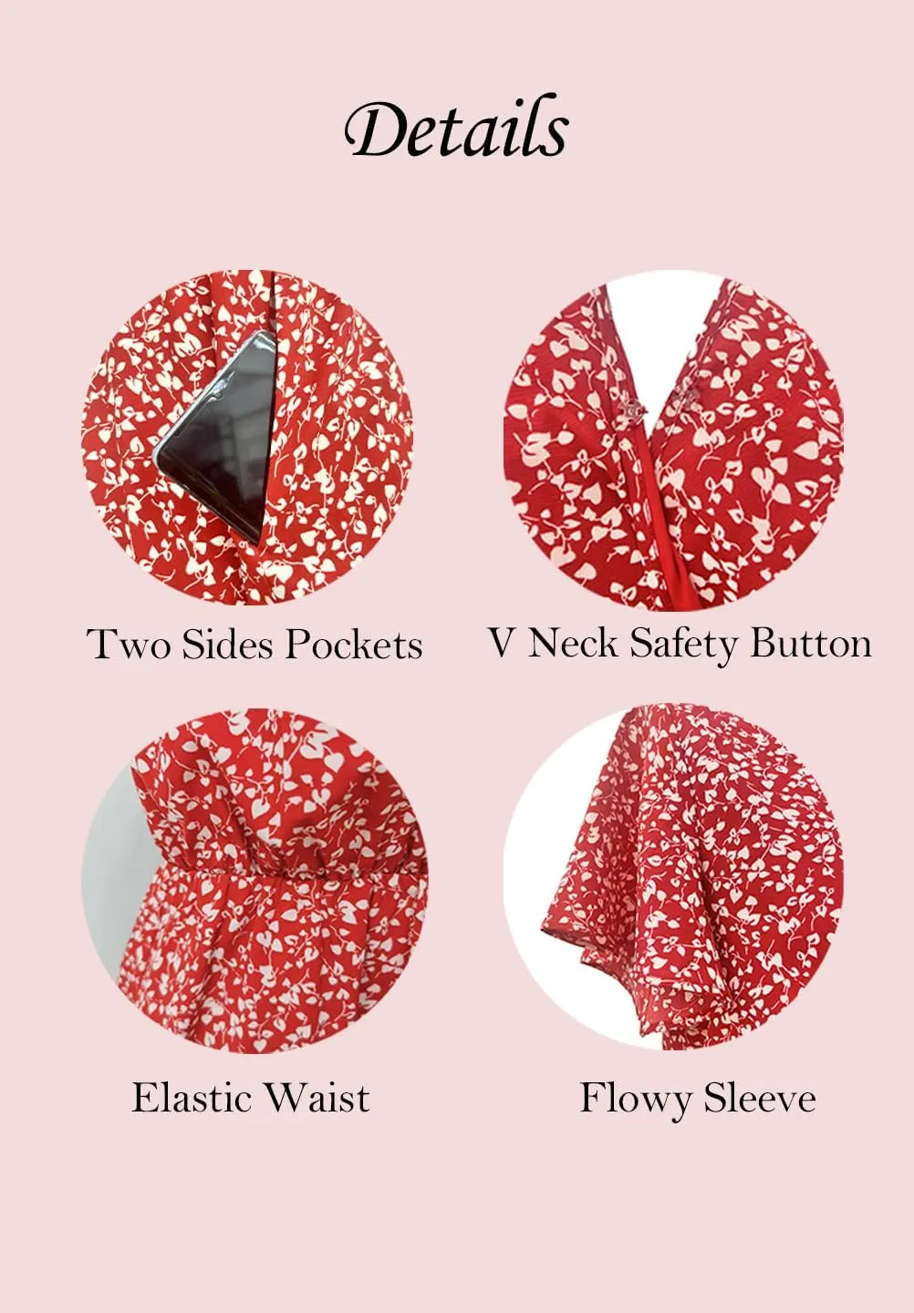 Women's 2025 Fashion V Neck Wrap Midi Dress with Pockets Clothes Dresses