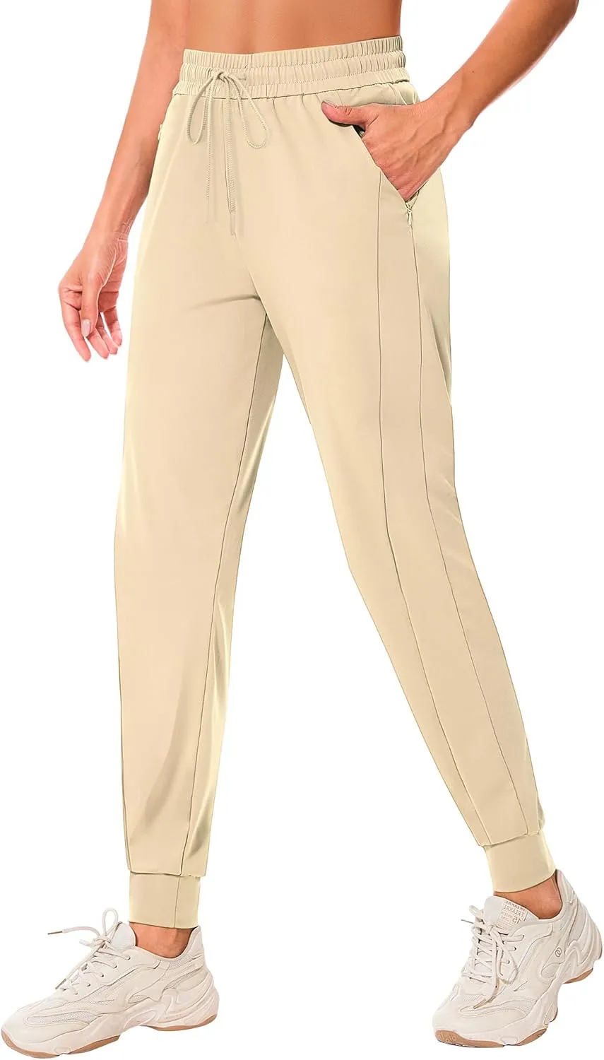 Women's Joggers Pants with Zipper Pockets High Waisted Athletic Drawstring Sweatpants for Lounge Workout Jogging 2024