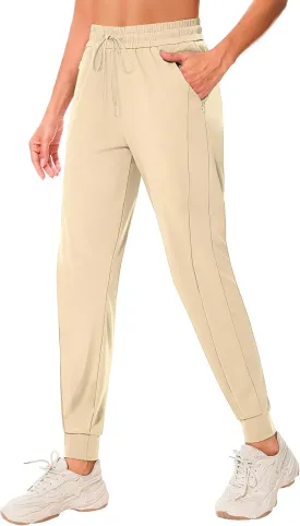 Women's Joggers Pants with Zipper Pockets High Waisted Athletic Drawstring Sweatpants for Lounge Workout Jogging 2024
