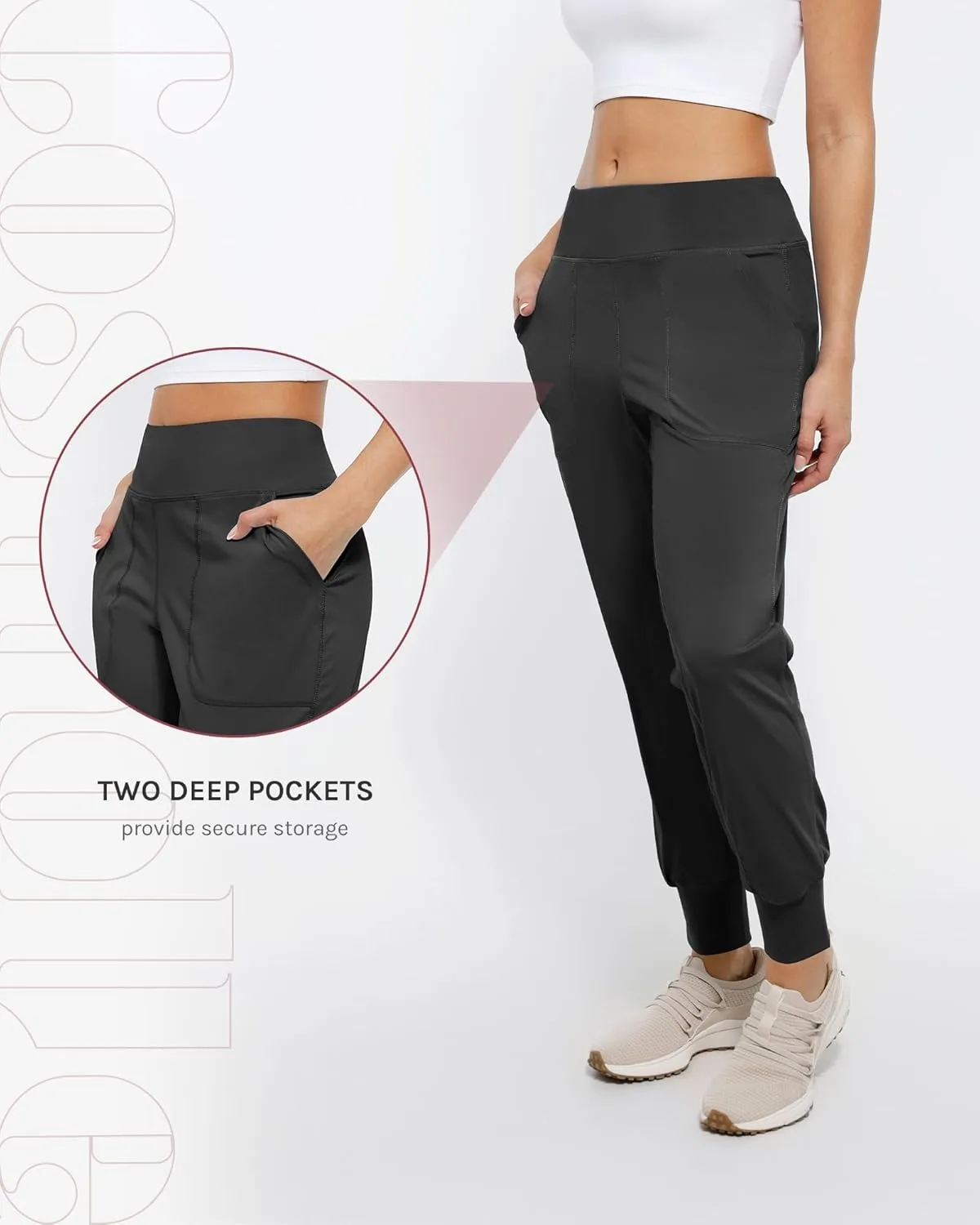 Women's Lightweight Joggers Pants Without Drawstring Running Sweatpants with Pockets for Women Lounge Travel