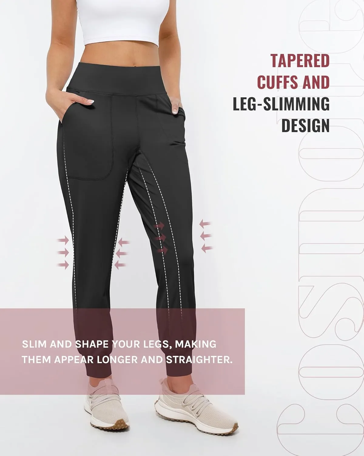 Women's Lightweight Joggers Pants Without Drawstring Running Sweatpants with Pockets for Women Lounge Travel