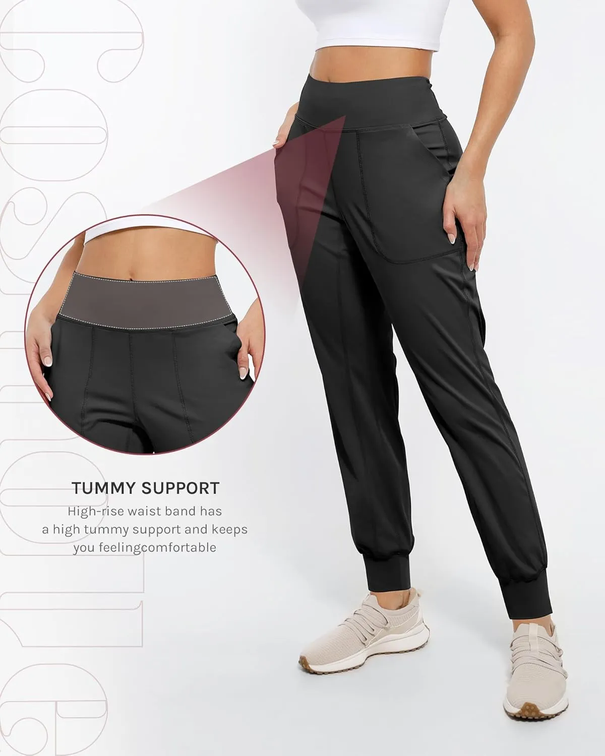 Women's Lightweight Joggers Pants Without Drawstring Running Sweatpants with Pockets for Women Lounge Travel