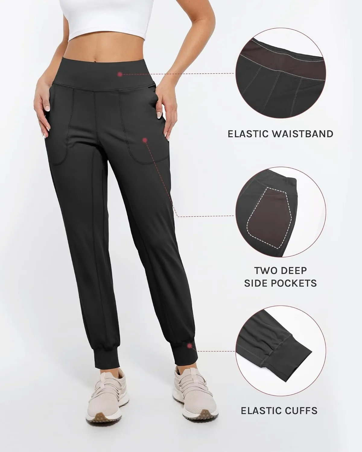 Women's Lightweight Joggers Pants Without Drawstring Running Sweatpants with Pockets for Women Lounge Travel