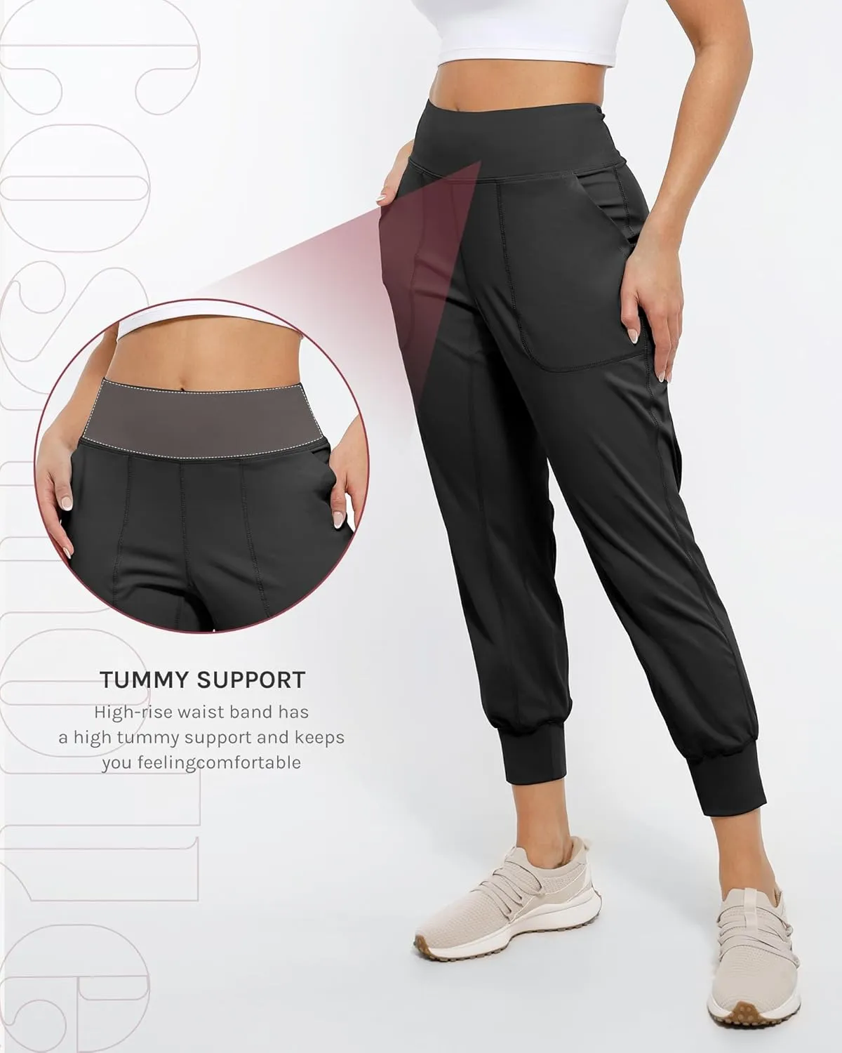 Women's Lightweight Joggers Pants Without Drawstring Running Sweatpants with Pockets for Women Lounge Travel