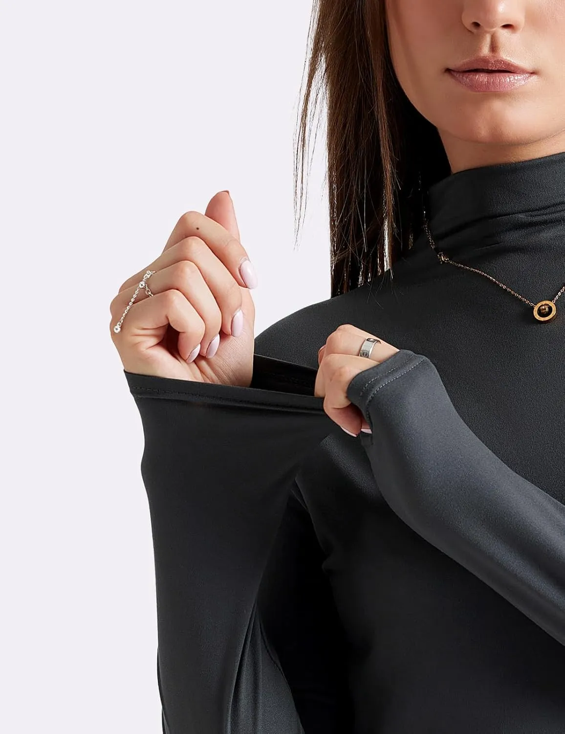 Women's Long Sleeve Turtleneck Tops Soft Lightweight Thermal Underwear Mock Neck Base Shirts for Women