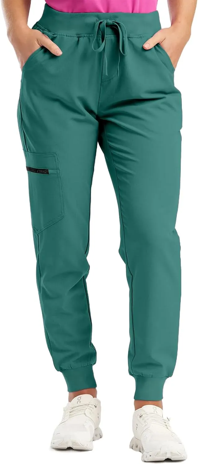Womens Scrub Pants Soft Stretch Yoga Style with Pockets Slim Drawstring Jogger Scrubs Medical Nursing Scrub Bottom
